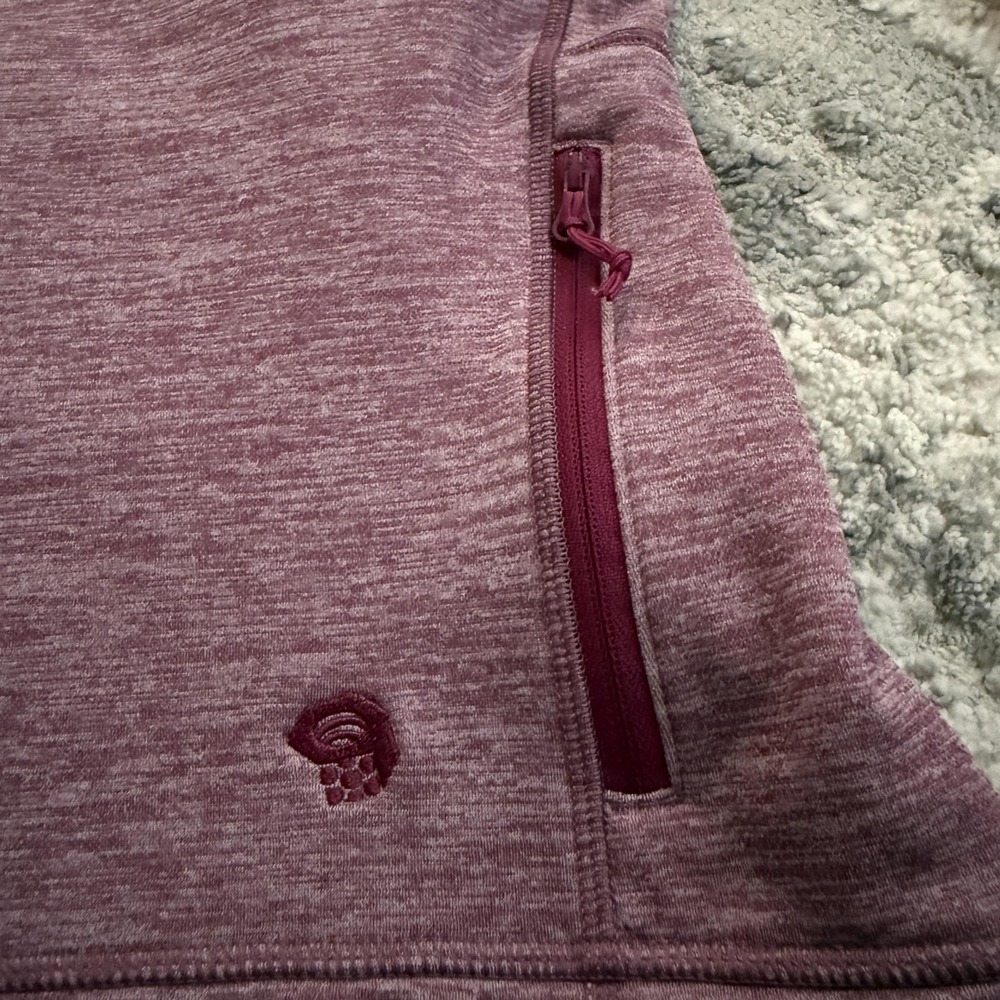 Mountain Hardwear Sweatshirt Womens Small Pink Henley Thumbholes Zip Pocket - Picture 9 of 16